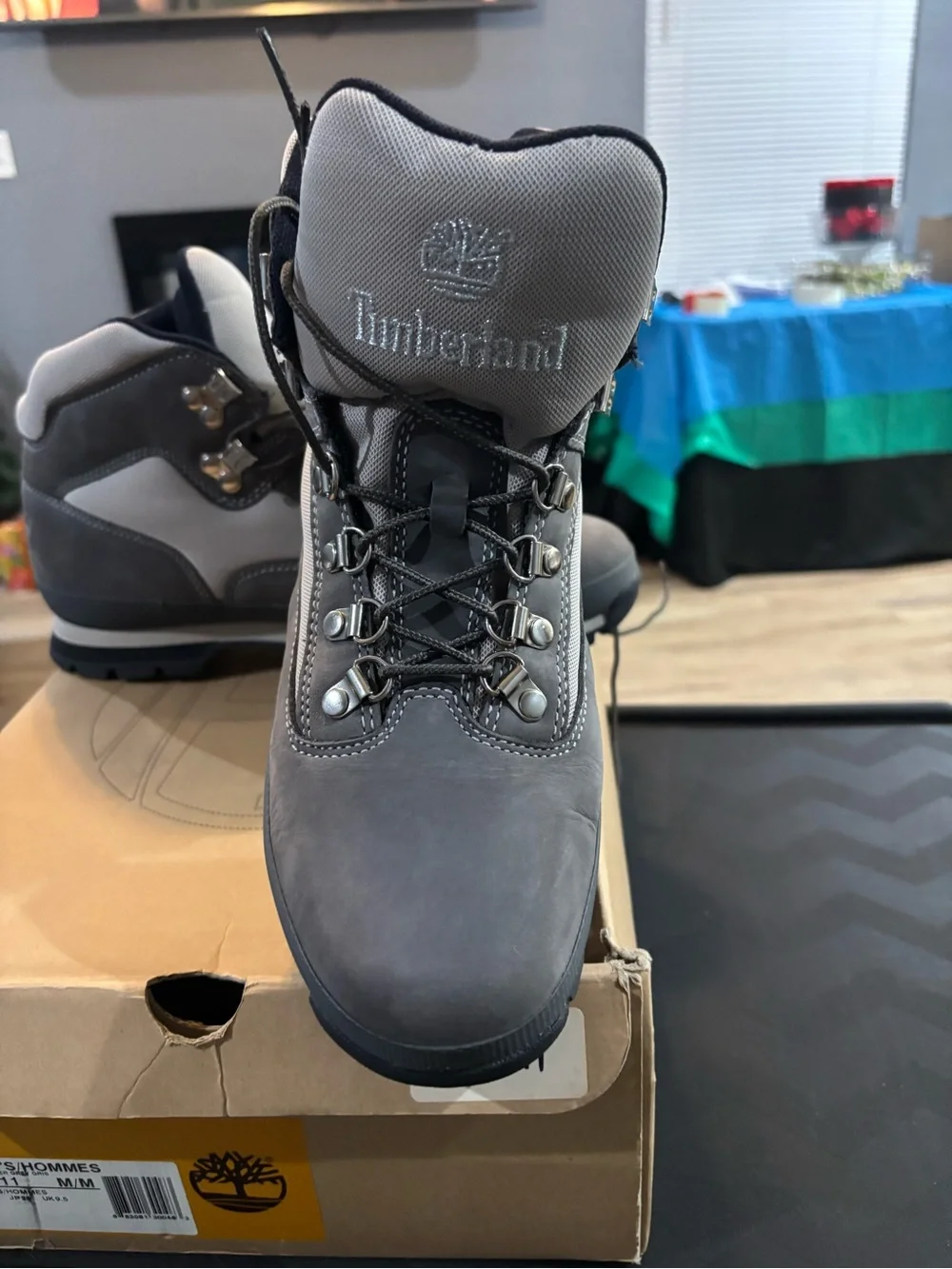Timberland Men's Gray Euro Hiker Lace-Up Waterproof Hiking Boots